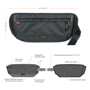 Tarriss RFID Money Belt & Hidden Travel Passport Wallet