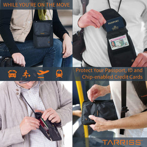 Tarriss Anti-Theft RFID Passport Holder & Neck Wallet / Neck Stash